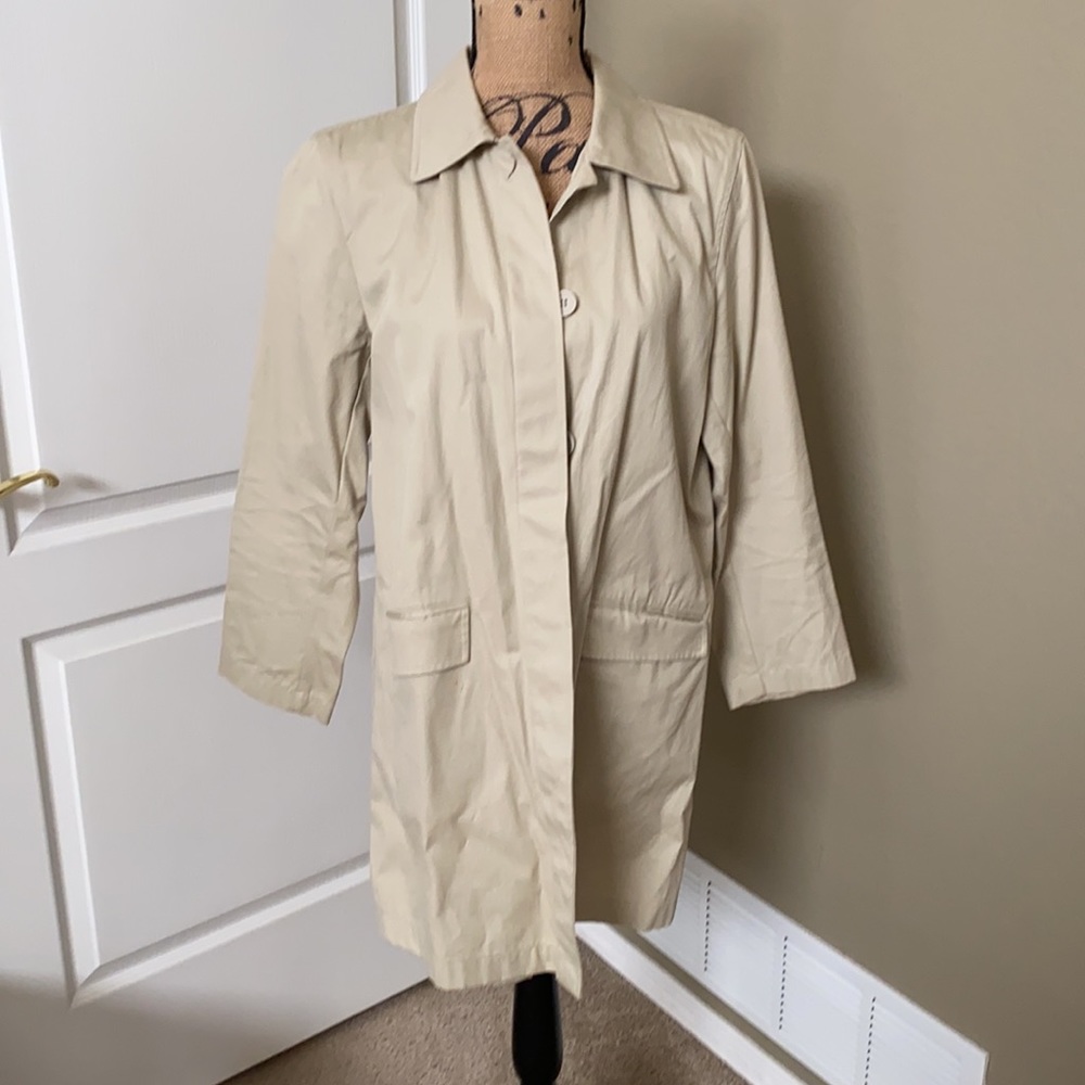 GAP Khaki Rain Coat Overcoat Cotton Size S - Picture 4 of 5